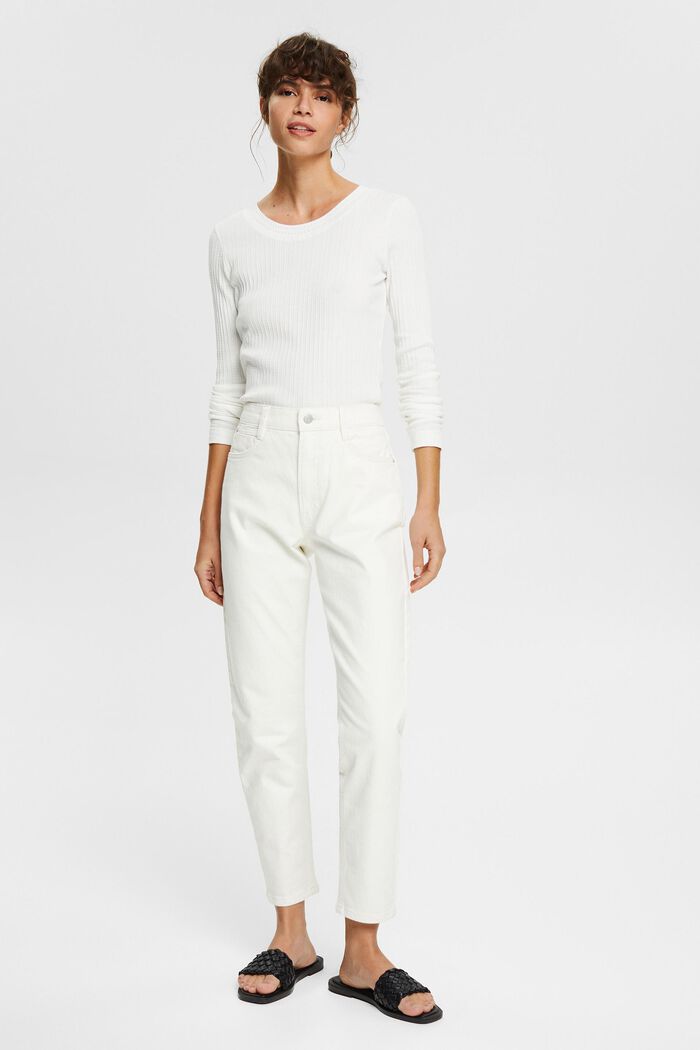 Mom-Fit-Jeans aus Baumwolle, OFF WHITE, detail image number 7