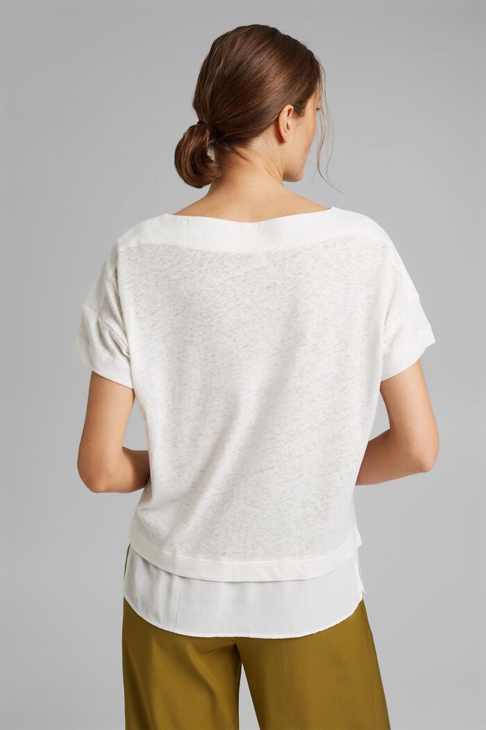 Mit Leinen: T-Shirt im Layerlook, OFF WHITE, detail image number 3