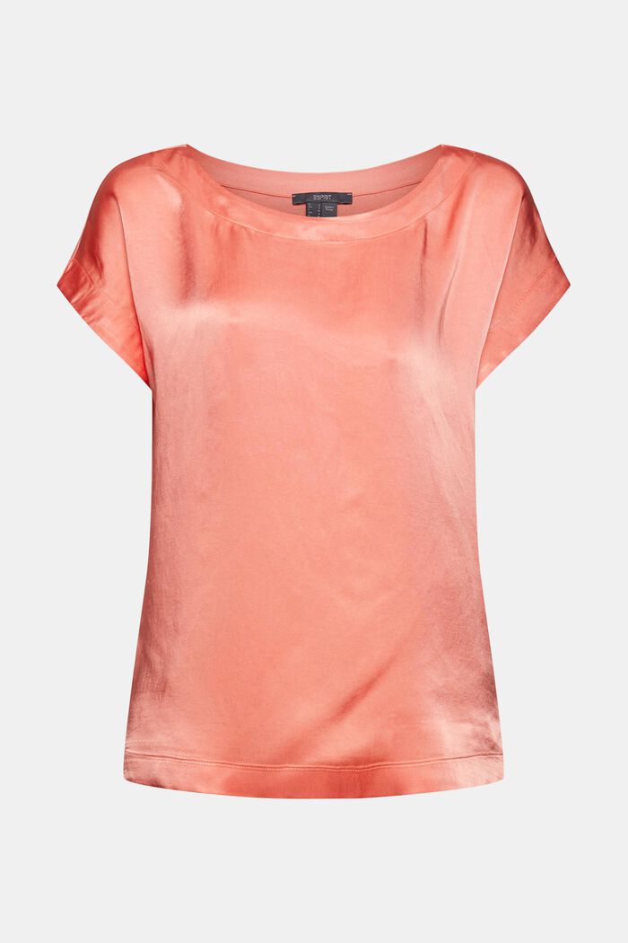 Material-Mix-T-Shirt, LENZING™ ECOVERO™, CORAL ORANGE, detail image number 7