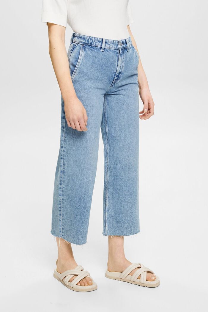 Culotte-Jeans mit hohem Bund, BLUE BLEACHED, detail image number 0