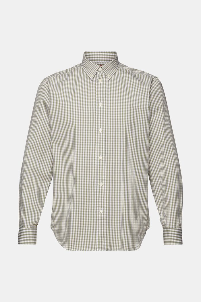 Button-Down-Hemd mit Vichy-Muster, 100% Baumwolle, LIGHT KHAKI, detail image number 6