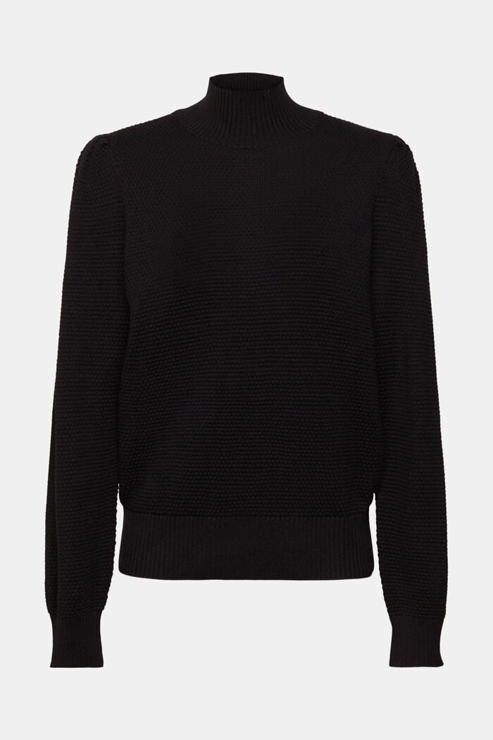 Strukturierter Pullover mit Stehkragen, BLACK, detail image number 3