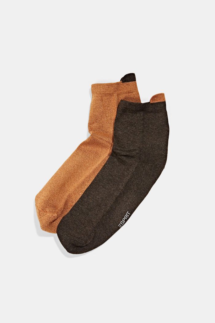 2er-Pack Short-Socken mit Frotteesohle, CAMEL/BROWN, detail image number 0