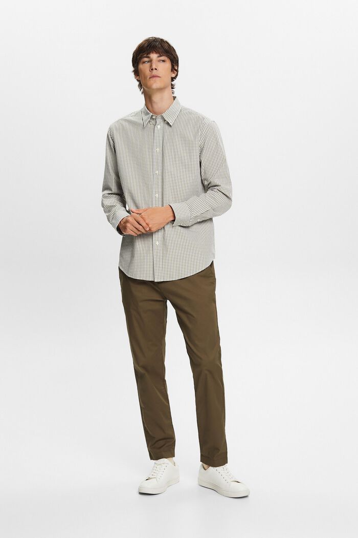 Button-Down-Hemd mit Vichy-Muster, 100% Baumwolle, LIGHT KHAKI, detail image number 4