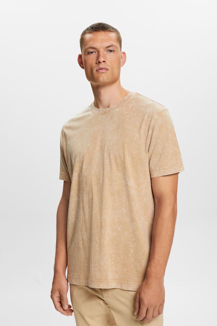 T-Shirt mit Stonewash-Effekt, 100 % Baumwolle, BEIGE, detail image number 0
