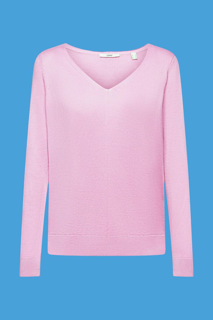 Pullover mit V-Ausschnitt aus Baumwolle, LILAC, detail image number 6
