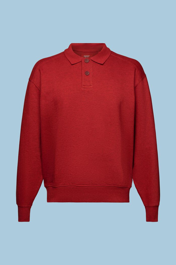 Langärmliges Polo-Sweatshirt, DARK RED, detail image number 6