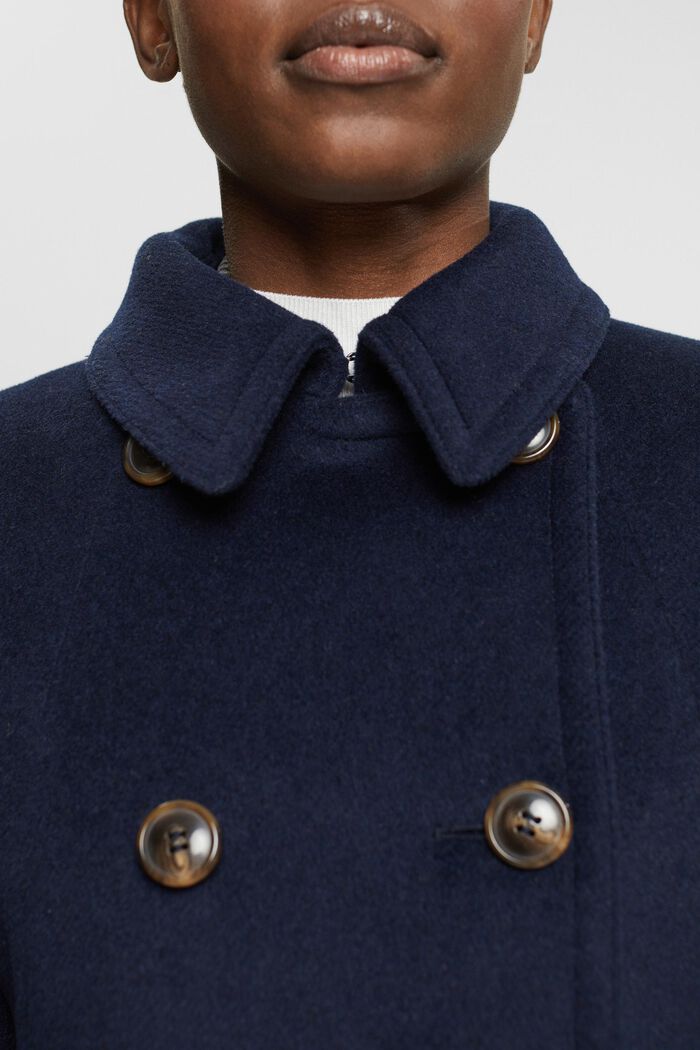 Doppelreihiger Mantel aus Wollmix, NAVY, detail image number 2