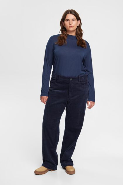 CURVY Cordhose, 100 % Baumwolle, NAVY, overview