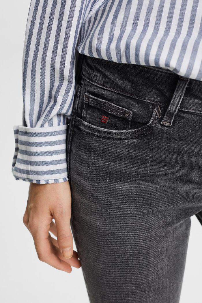 Jeans mit mittlerer Bundhöhe und schmaler Passform, BLACK DARK WASHED, detail image number 2