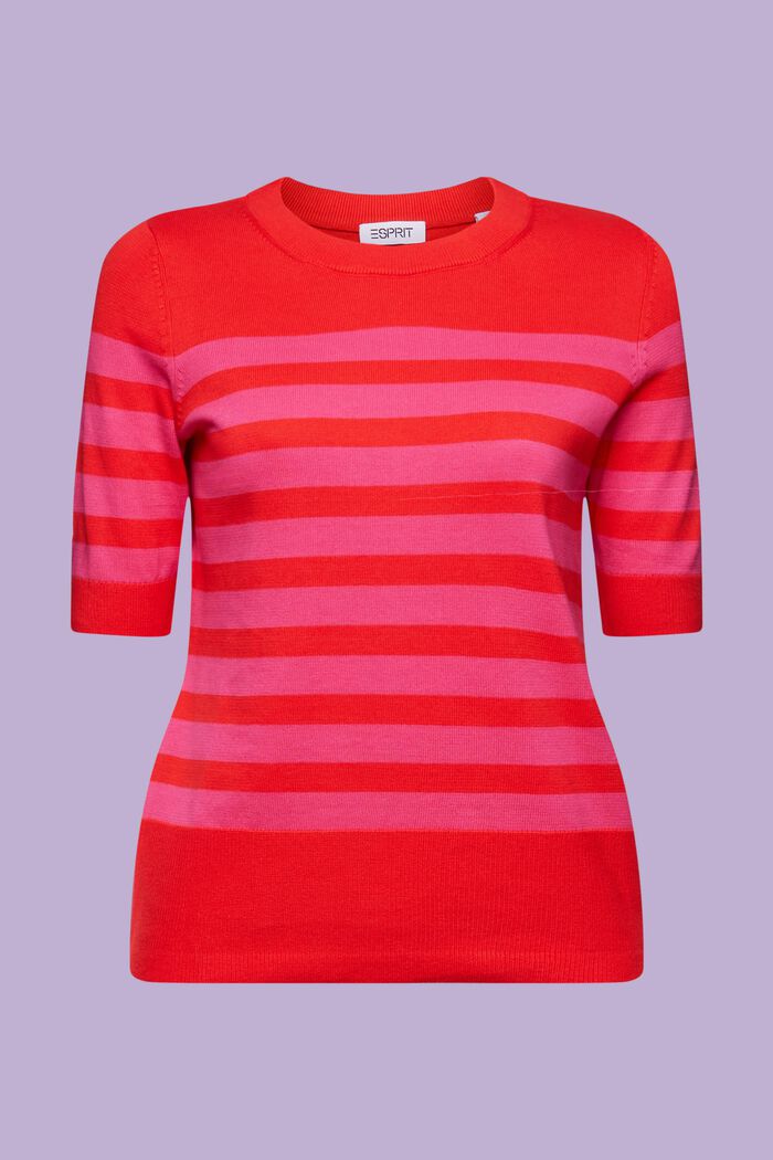Gestreiftes Sweatshirt mit Rundhalsausschnitt, RED, detail image number 7