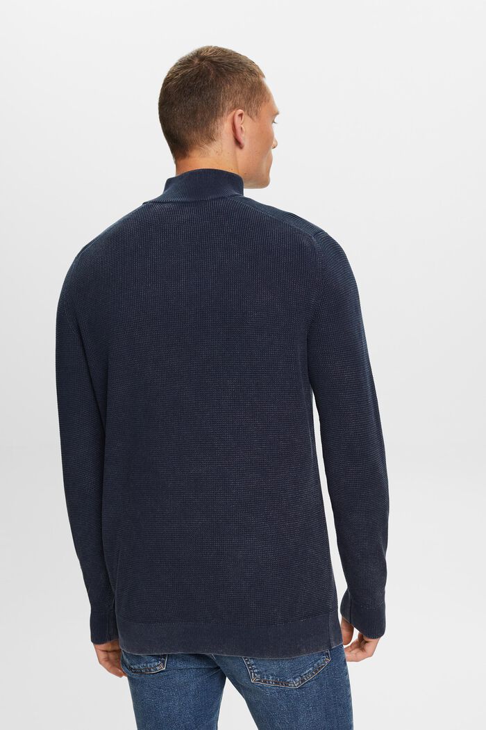 Pullover mit halbem Zipper, 100 % Baumwolle, NAVY, detail image number 3