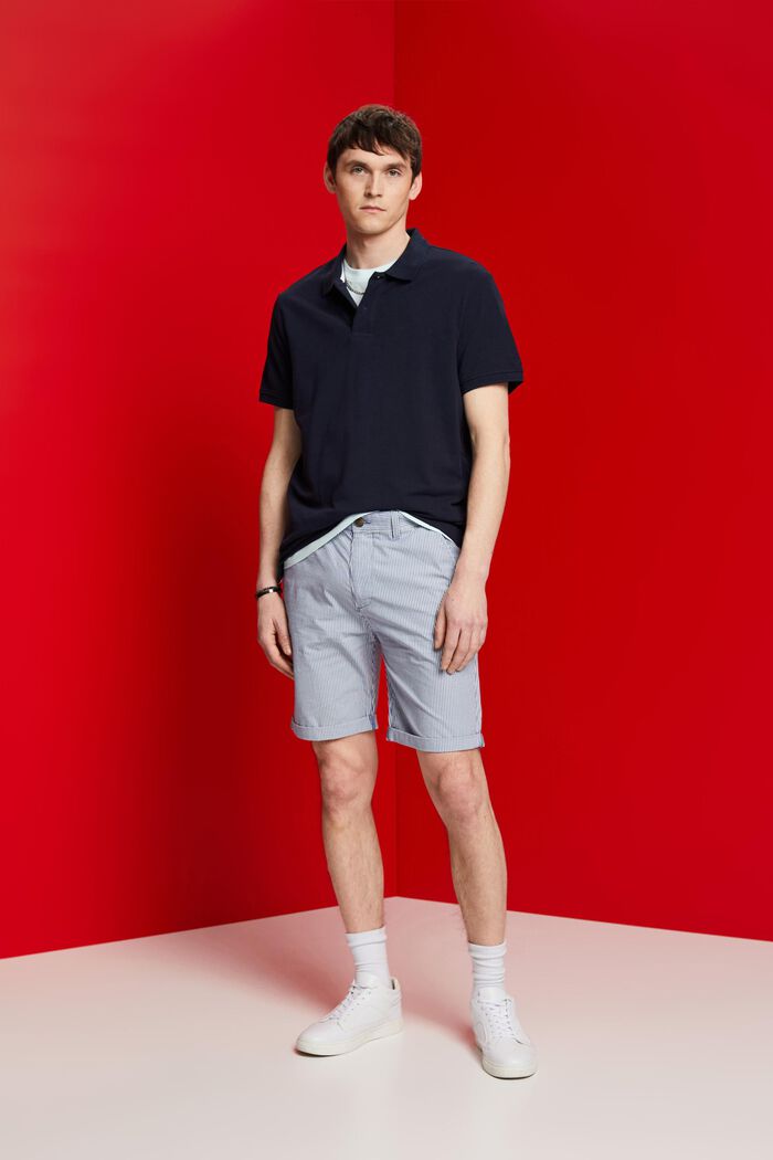 Gestreifte Chino-Shorts, 100 % Baumwolle, BLUE, detail image number 5