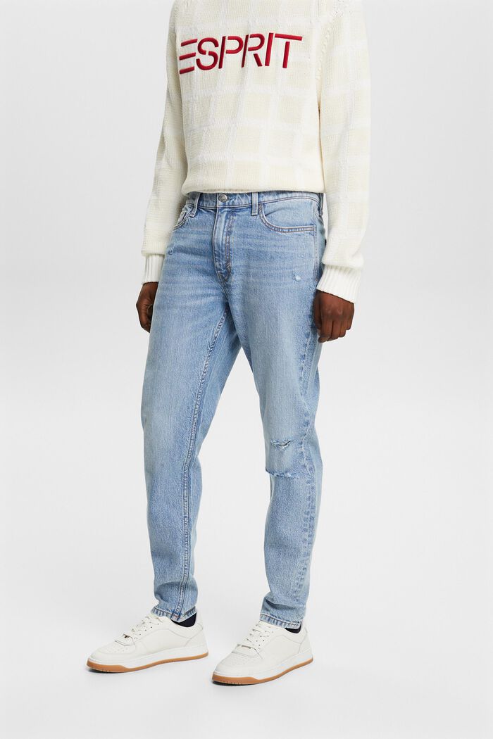 Gerade, konische Jeans mit mittelhohem Bund, BLUE LIGHT WASHED, detail image number 0