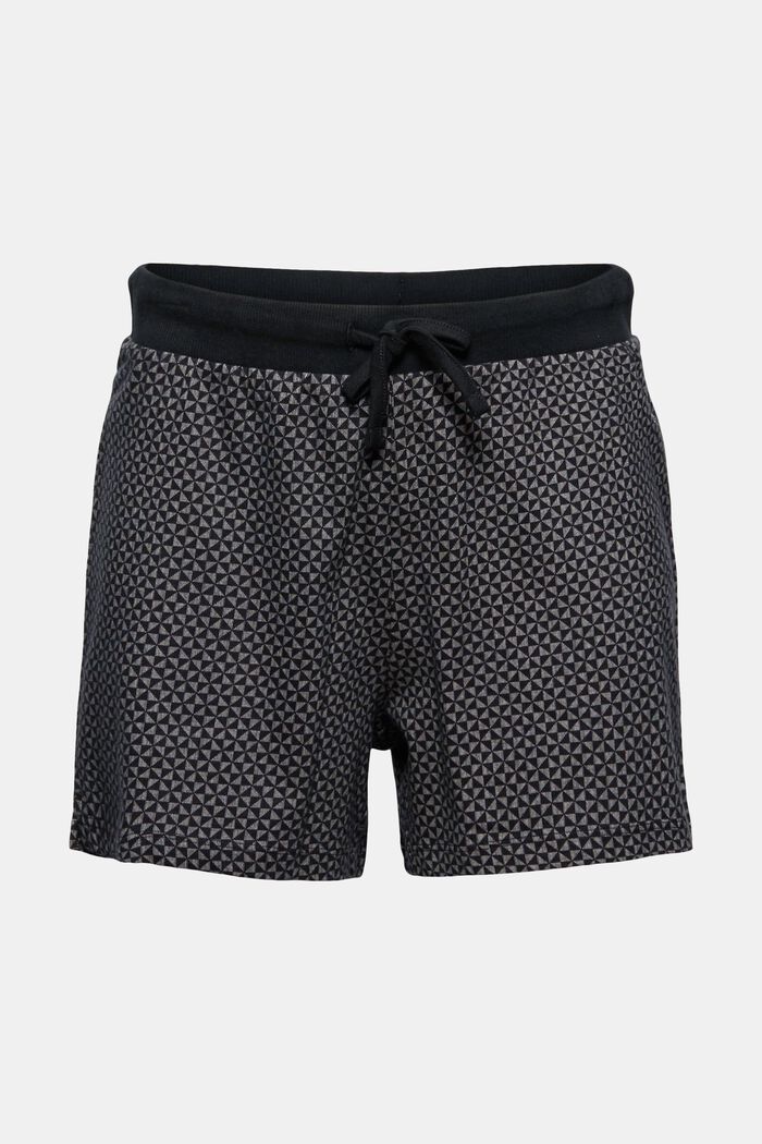 Gemusterte Pyjama-Shorts aus 100% Bio-Baumwolle, BLACK, detail image number 0