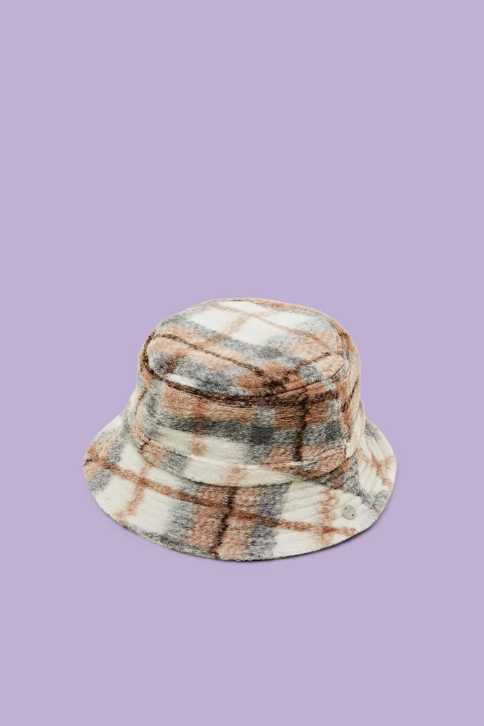 Karierter Bucket Hat aus weich aufgerautem Stoff, BARK, detail image number 0