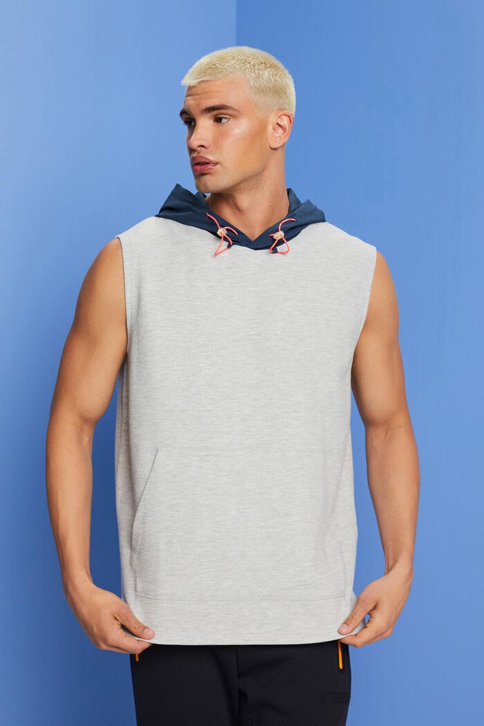 Ärmelloses Kapuzen-Sweatshirt mit Cord-Details, LIGHT GREY, detail image number 0