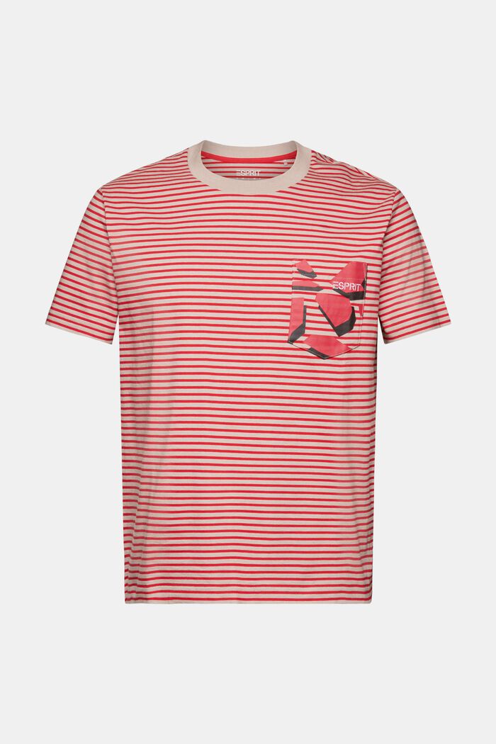 Gestreiftes T-Shirt aus Baumwolljersey, DARK RED, detail image number 6