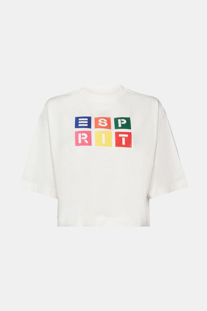 Baumwoll-T-Shirt mit Logostickerei, OFF WHITE, detail image number 6