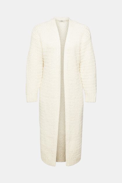 Long-Cardigan aus Wollmix, OFF WHITE, overview