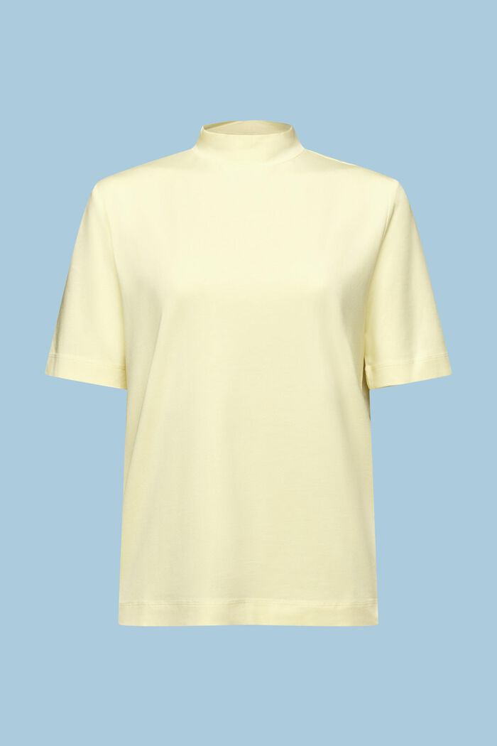 Jersey-T-Shirt mit Stehkragen, LIME YELLOW, detail image number 6