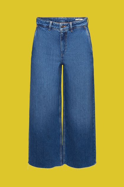 Culotte-Jeans mit hohem Bund, BLUE MEDIUM WASHED, overview