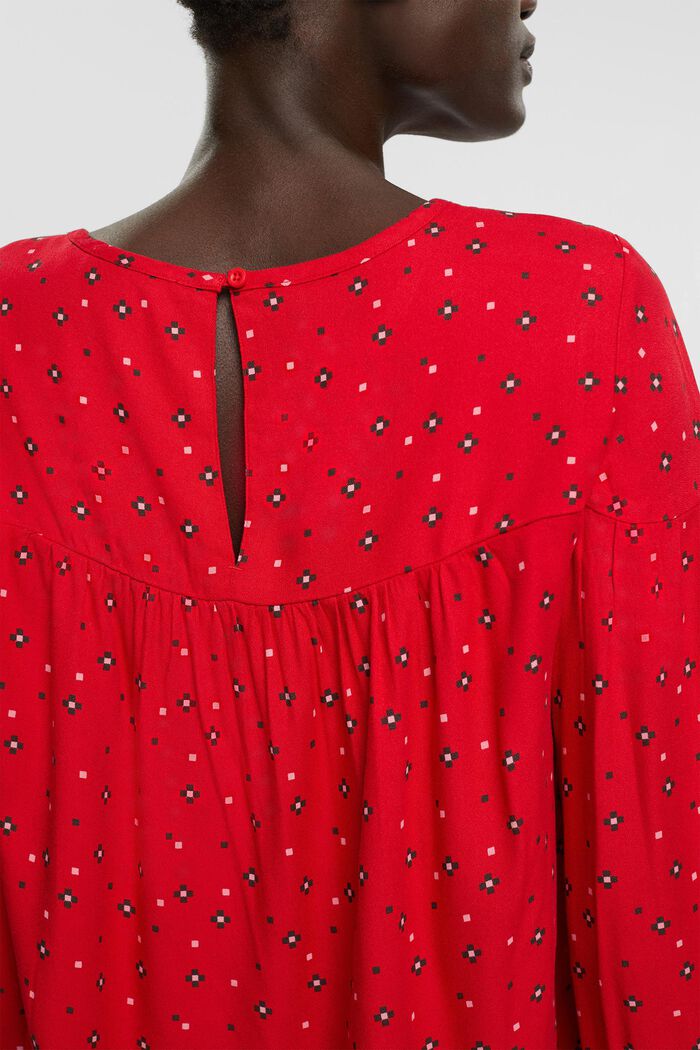 Bluse mit Muster, LENZING™ ECOVERO™, DARK RED, detail image number 3