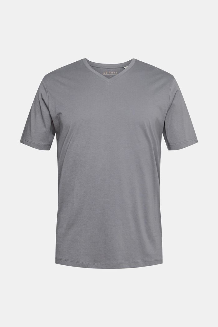 T-Shirt mit V-Ausschnitt aus nachhaltiger Baumwolle, DARK GREY, detail image number 2