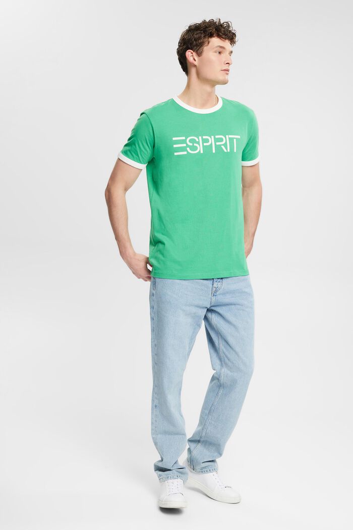 Jersey-T-Shirt mit Logo-Print, GREEN, detail image number 1