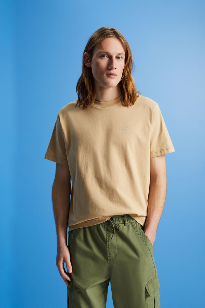Baumwoll-T-Shirt mit Delfinprint, SAND, detail image number 0