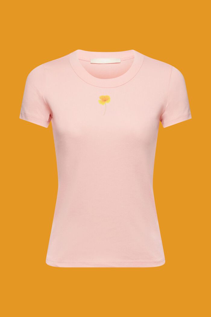 T-Shirt mit floralem Print auf der Brust, PINK, detail image number 5