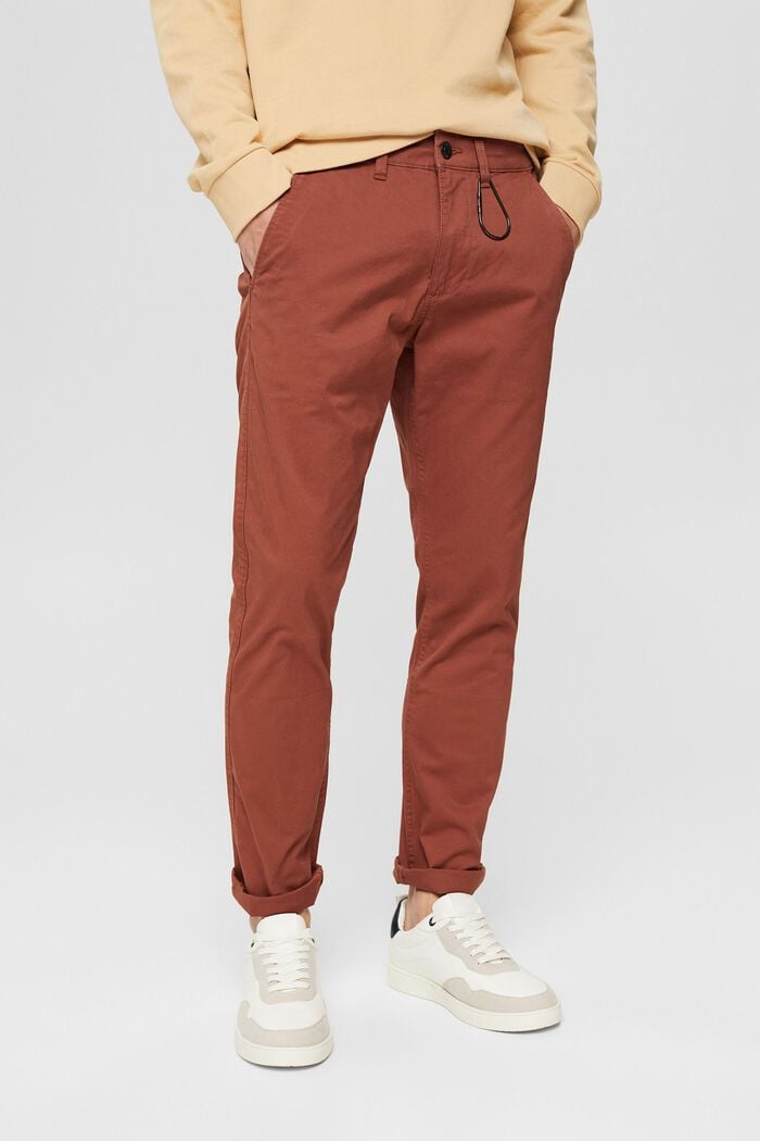 Schmale Chino aus Organic Cotton, RUST BROWN, detail image number 0