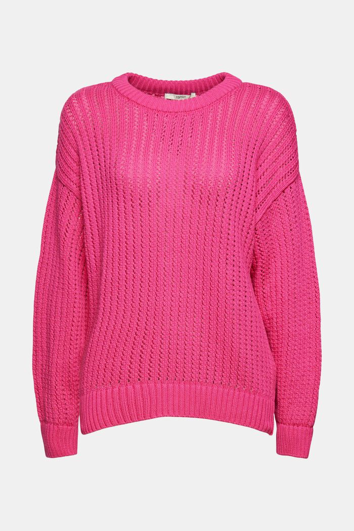 Musterstrickpullover aus Organic Cotton, PINK FUCHSIA, overview