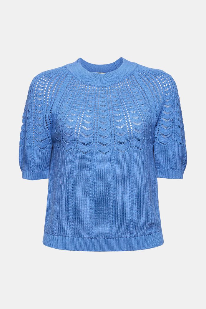 Kurzarm-Pullover aus 100% Baumwolle, LIGHT BLUE LAVENDER, overview