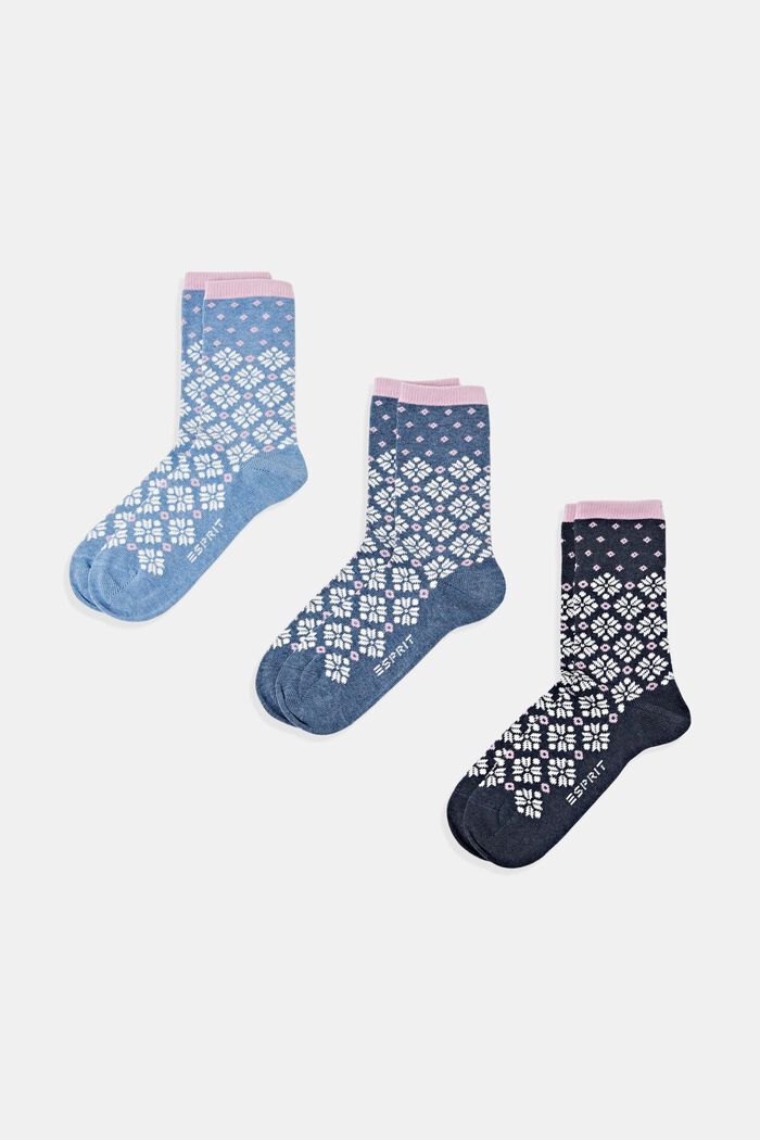 Socken im 3er-Pack mit Norwegermuster, NEW BLUE, detail image number 0