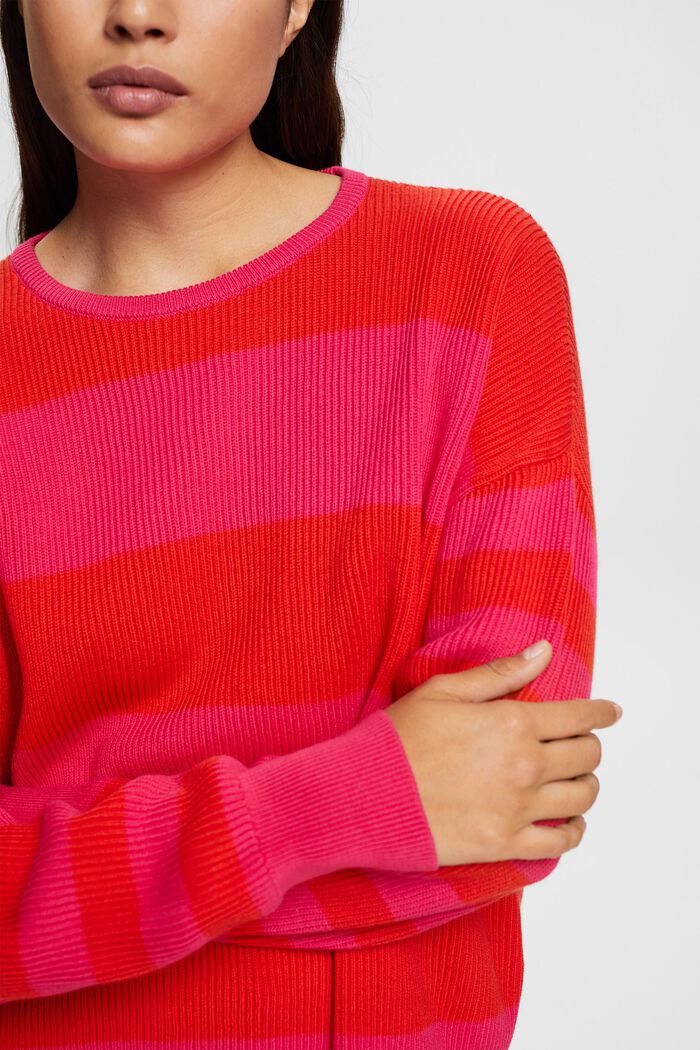 Pullover mit Streifenmuster, 100% Baumwolle, PINK FUCHSIA, detail image number 3
