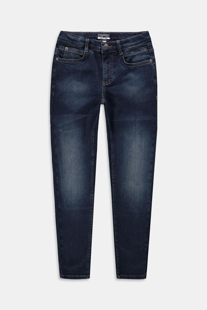 Tapered Jeans mit Verstellbund, BLUE BLACK WASHED, detail image number 0