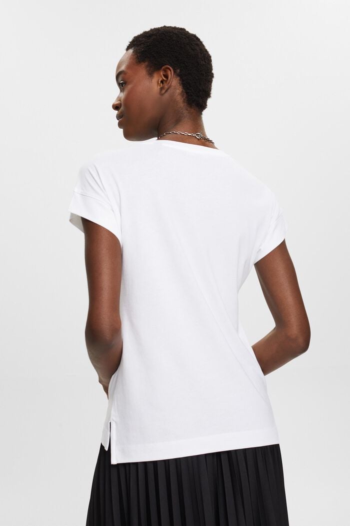 Jersey-T-Shirt mit Applikation, NEW WHITE, detail image number 3