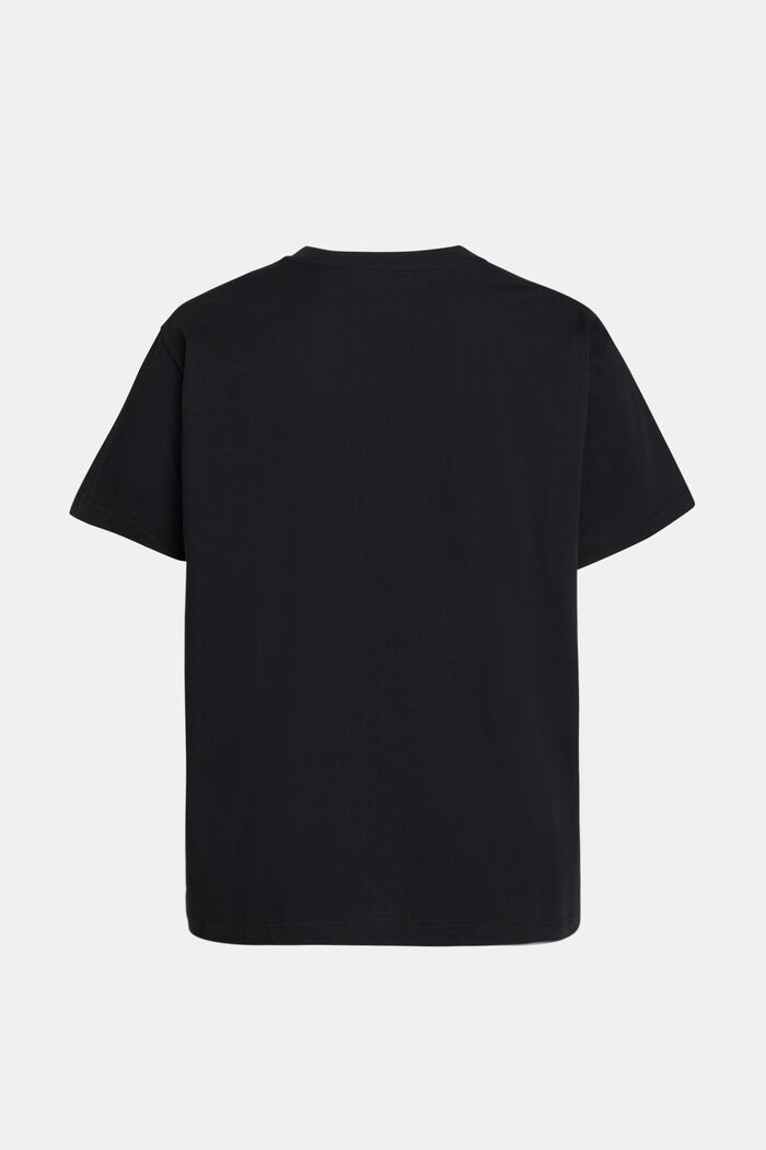 T-Shirt mit beflockter Logoapplikation, BLACK, detail image number 5