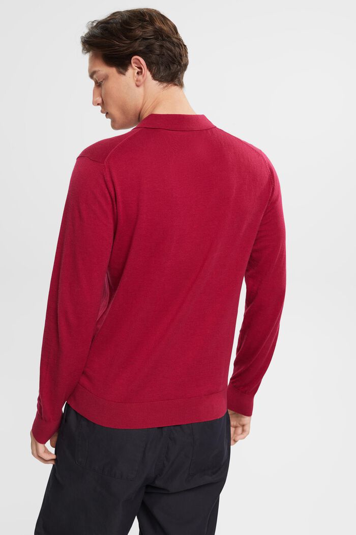 Mit TENCEL™: Langärmeliges Poloshirt, CHERRY RED, detail image number 3