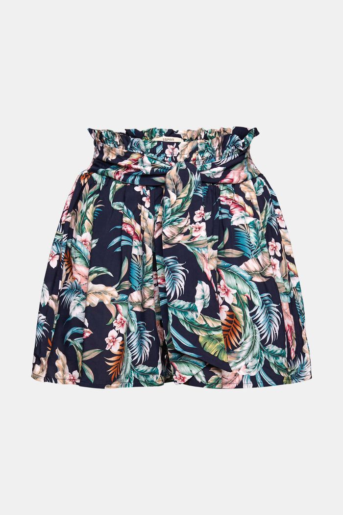 Shorts mit tropischem Print, LENZING™ ECOVERO™, NAVY, detail image number 0