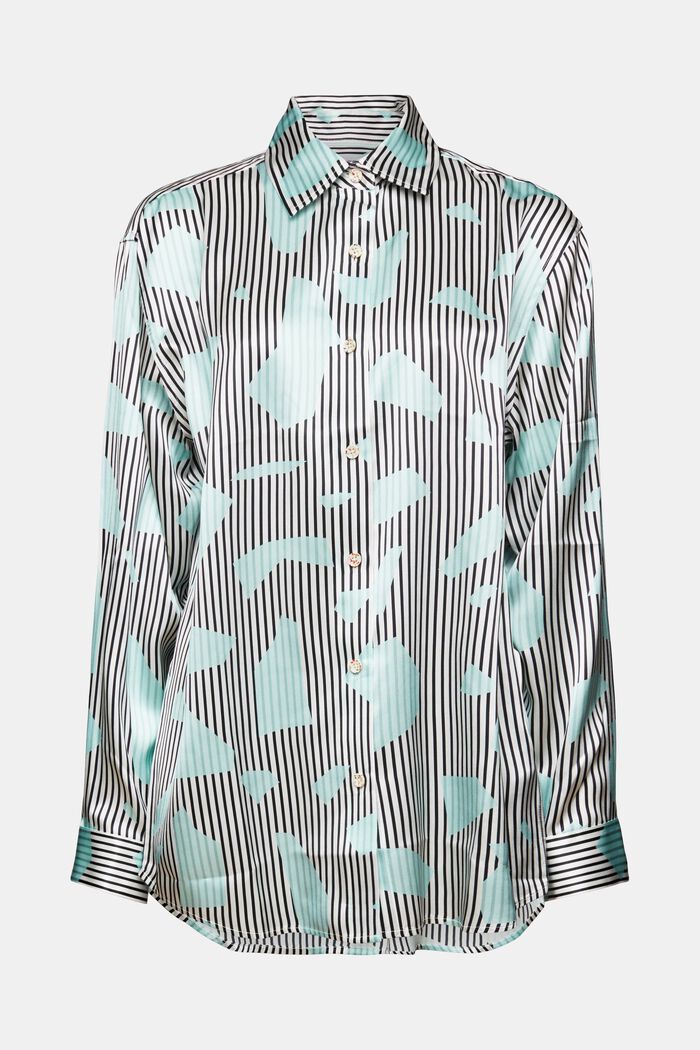 Button-Up-Seidenhemd mit Print, LIGHT AQUA GREEN, detail image number 5