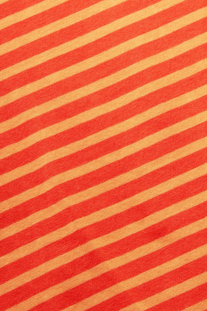 Gestreiftes Baumwoll-T-Shirt mit U-Boot-Ausschnitt, ORANGE RED, detail image number 5