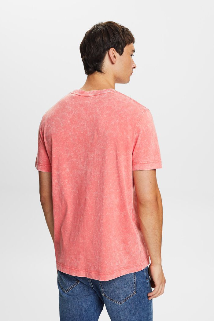 T-Shirt mit Stonewash-Effekt, 100 % Baumwolle, CORAL RED, detail image number 4