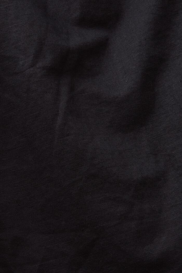 Hemdkleid aus Baumwolle-Leinen-Mix mit Gürtel, BLACK, detail image number 4