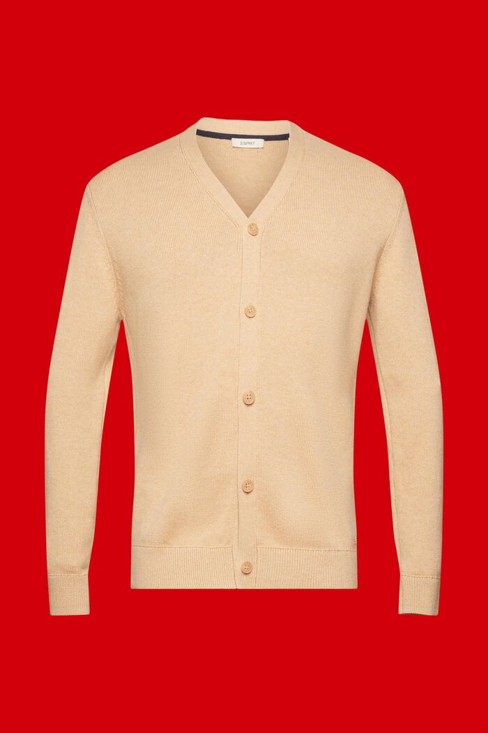 Cardigan mit V-Ausschnitt aus nachhaltiger Baumwolle, BEIGE, detail image number 6