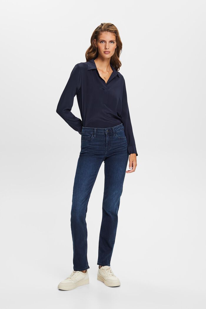 Gerade Jeans mit mittlerer Bundhöhe, BLUE BLACK, detail image number 4