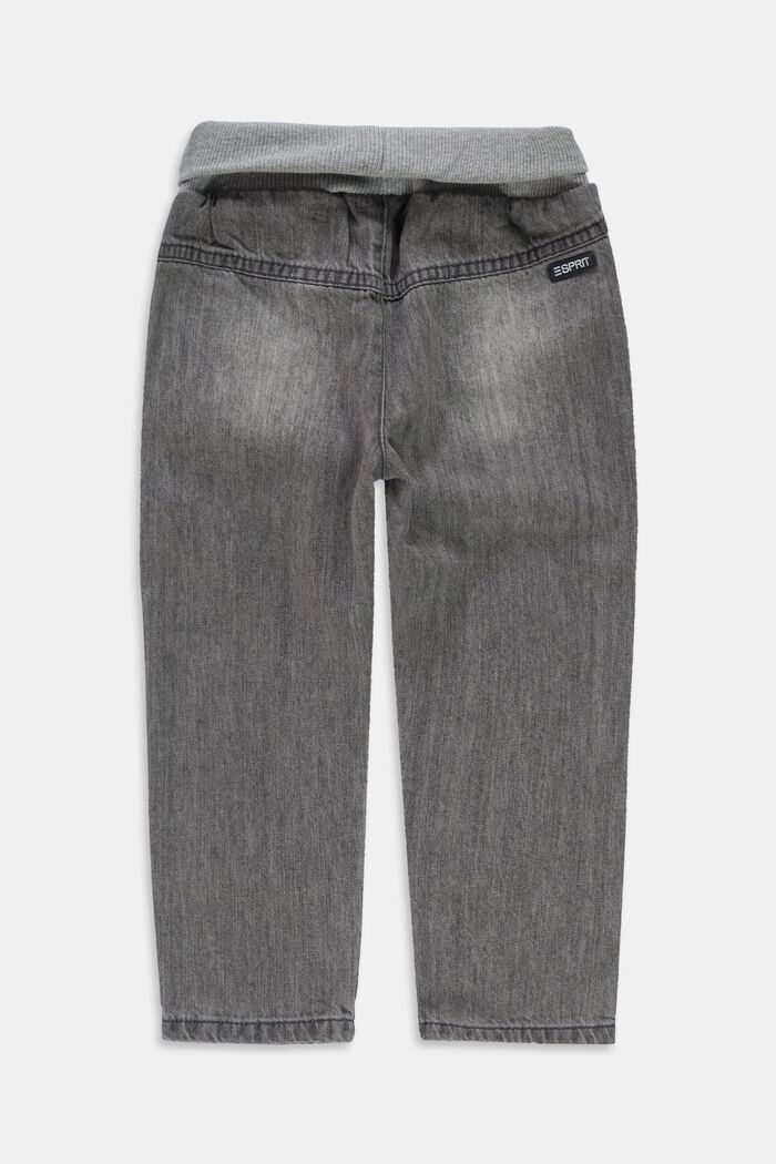 Jeans mit Ripp-Bund, 100% Bio-Baumwolle, GREY MEDIUM WASHED, detail image number 1