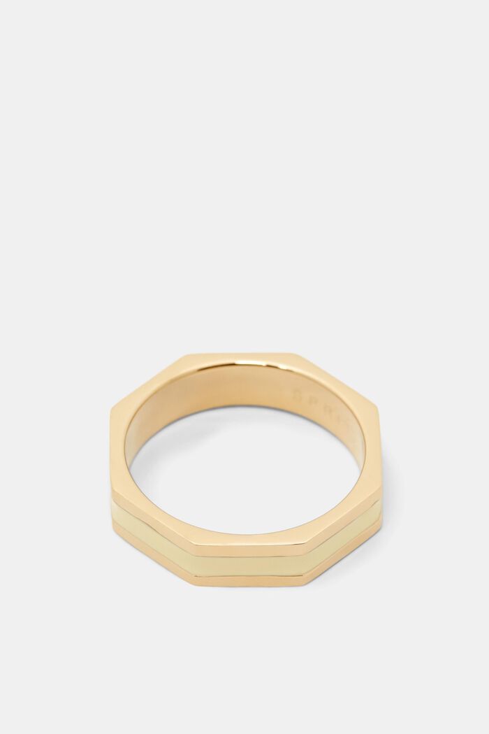 Eckiger Ring im farbigen Design, Edelstahl, GOLD, detail image number 0