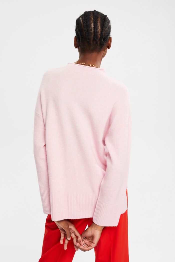 Mit Wolle: flauschiger Pullover mit Stehkragen, LIGHT PINK, detail image number 3